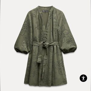 Zara rubberized embroidery short dress